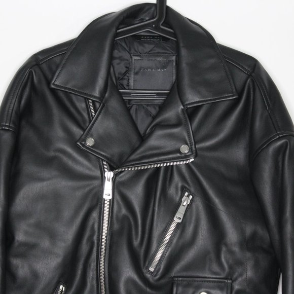 Zara Motorcycle Faux Leather Jacket NWOT F597 - Picture 2 of 4